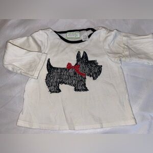 First Impressions White Long-Sleeve Tee with Black Scottie and Red Bow